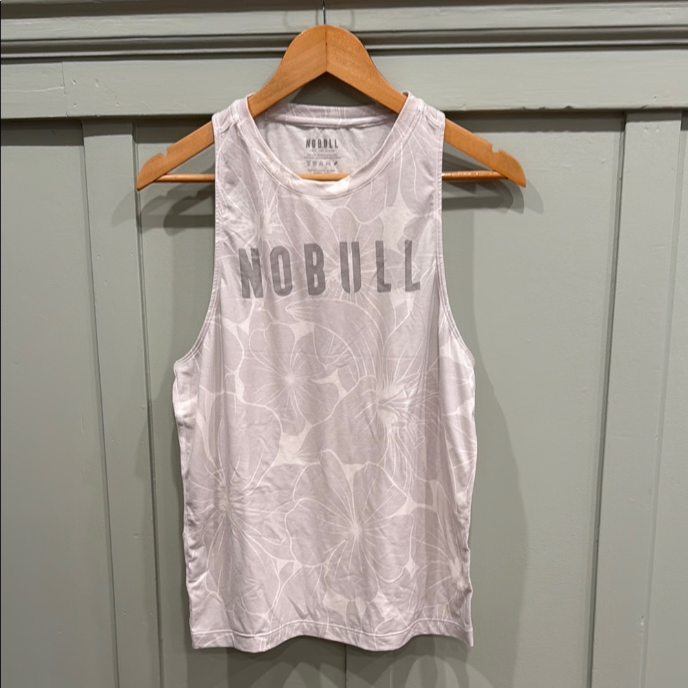 NOBULL White Hibiscus Floral Sleeveless Muscle Tee